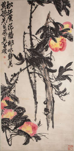 CHINESE PAINTING AND CALLIGRAPHY BY WU CHANGSHUO, QING DYNAS...