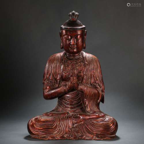 CHINESE WOODEN LACQUERWARE BUDDHA STATUES, MING DYNASTY