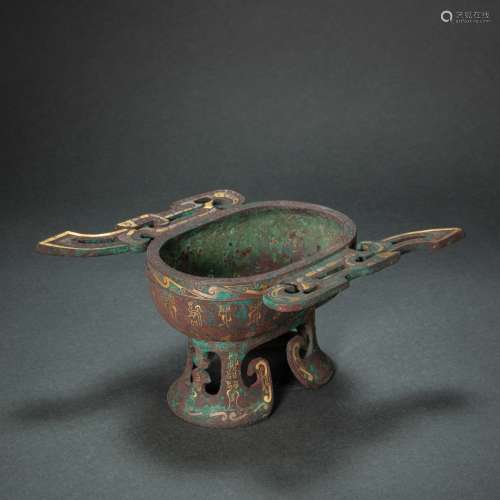 CHINESE CUP INLAID WITH GOLD AND SILVER, HAN DYNASTY