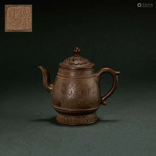 CHINESE ZISHA TEAPOTS BY FENG CAIXIA, QING DYNASTY