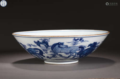 Qing Dynasty Blue and White Big Bowl