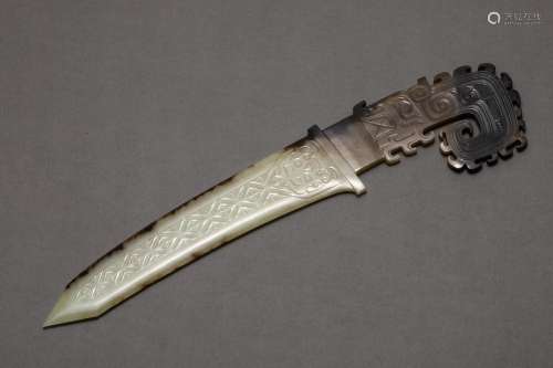 Han Dynasty Sword Ornament with Hetian Jade and Animal Patte...