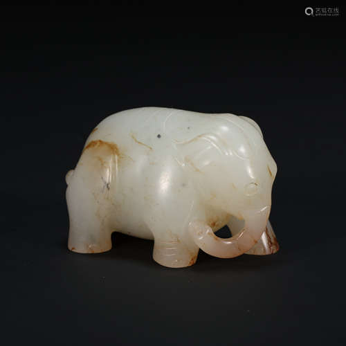 CHINESE HETIAN WHITE JADE ELEPHANT, SONG DYNASTY