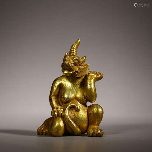 Bronze gilt beast