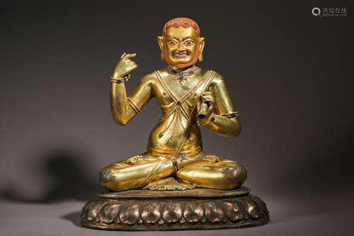 Qing Dynasty Gilt Bronze and Vajra Guardian Buddha