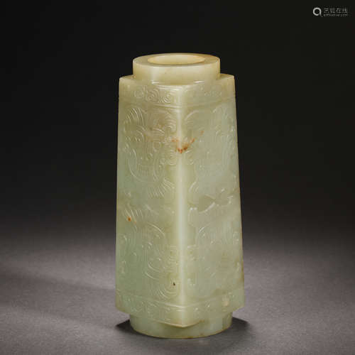 Han Dynasty Hetian Jade Human Face Jade Brown