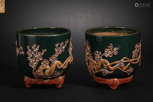 Qing Dynasty Green Glazed Flower Pot