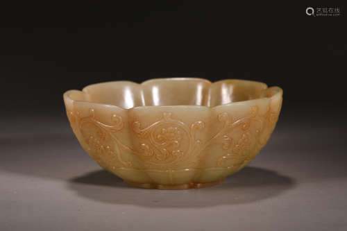 Han Dynasty Hetian Jade Flower Bowl