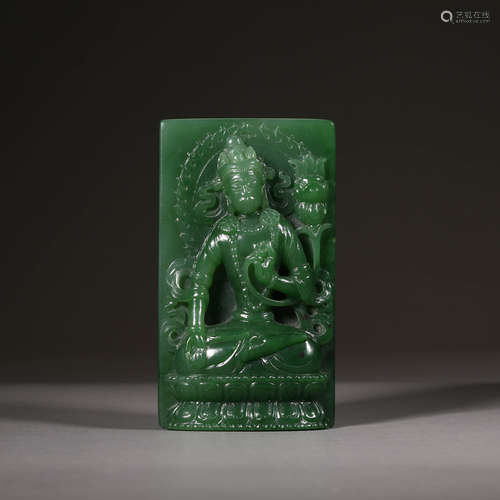 Hetian jade green jade amulet