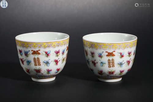 Qing Dynasty Xi Character cup