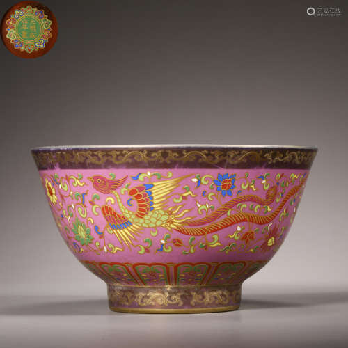 Colorful phoenix pattern bowl