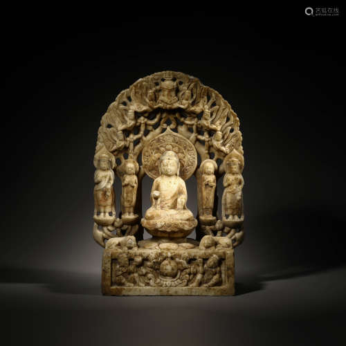 Stone Five Buddha Statues