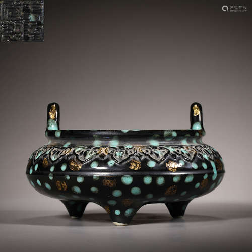 Black glaze incense burner