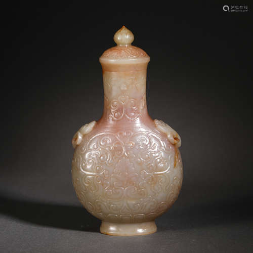 Han Dynasty Hetian Jade Vase with Animal Pattern