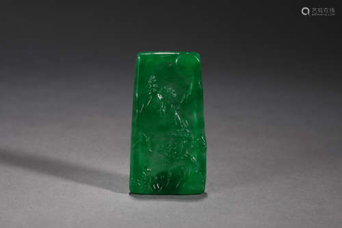 Qing Dynasty Emerald Flower and Bird Pendant