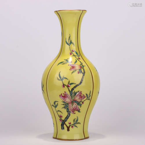 Yellow glazed flower vase