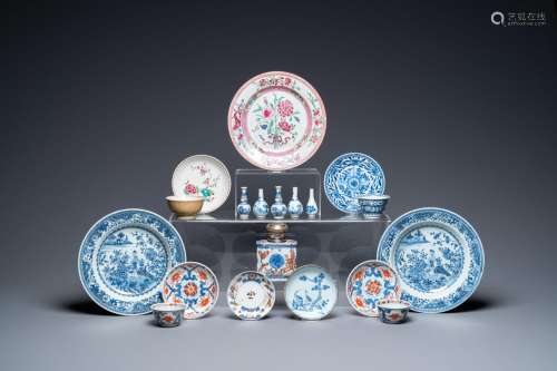 A VARIED COLLECTION OF CHINESE BLUE AND WHITE, FAMILLE ROSE ...
