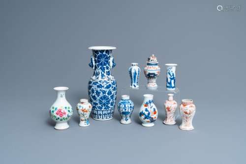 TEN MOSTLY CHINESE BLUE AND WHITE, FAMILLE ROSE AND IMARI-ST...