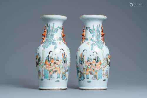 A PAIR OF CHINESE QIANJIANG CAI VASES, 19/20TH C.