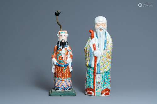 TWO CHINESE FAMILLE ROSE 'STAR GOD' FIGURES, SEAL ...