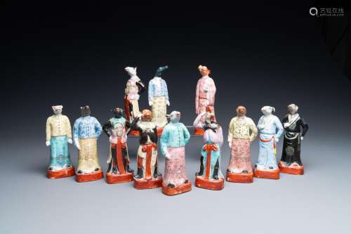 A COMPLETE SET OF TWELVE CHINESE FAMILLE ROSE ZODIAC FIGURES...