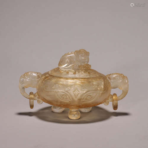 A hollowed out crystal incense burner