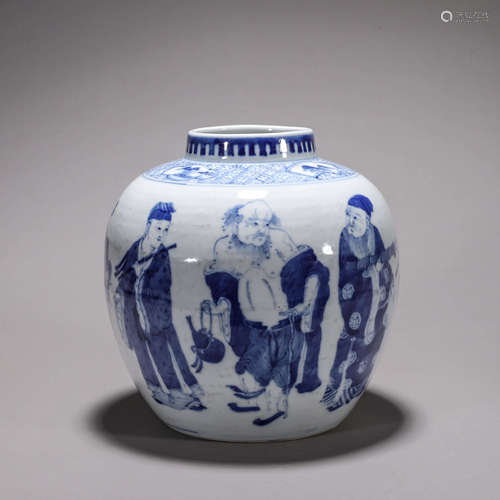 A blue and white figure porcelain jar