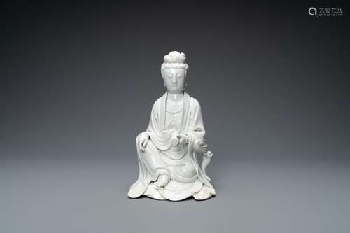 A CHINESE DEHUA BLANC DE CHINE FIGURE OF GUANYIN, BOJI YUREN...