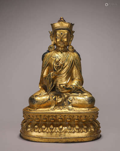 A copper Padmasambhava buddha statue