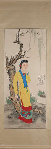 A Chinese figure painting, Zhang Daqian mark