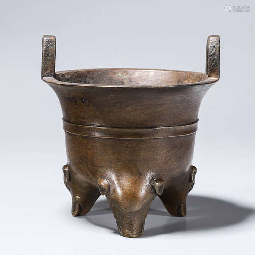 A double-eared copper censer