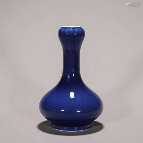 A deep blue glazed porcelain vase