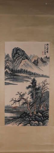 A Chinese landscape painting, Wu Hufan mark