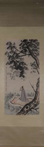 A Chinese figure painting, Fu Baoshi mark