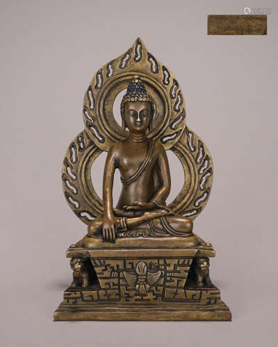 A copper Sakyamuni buddha statue