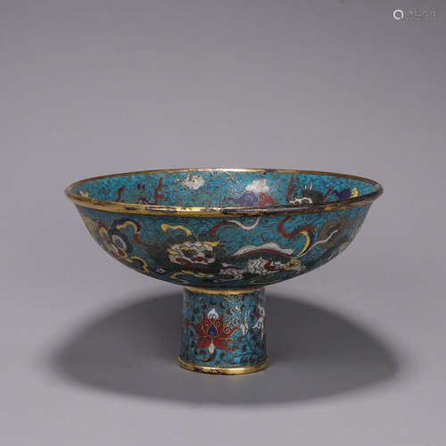 A lion patterned cloisonne cup