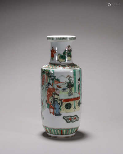 A multicolored figure porcelain vase