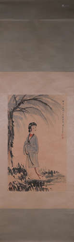 A Chinese figure painting, Fu Baoshi mark