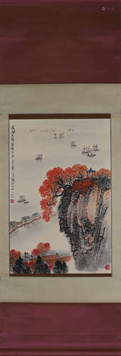 A Chinese landscape painting, Qian Songyan mark