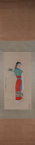 A Chinese figure painting, Zhang Daqian mark