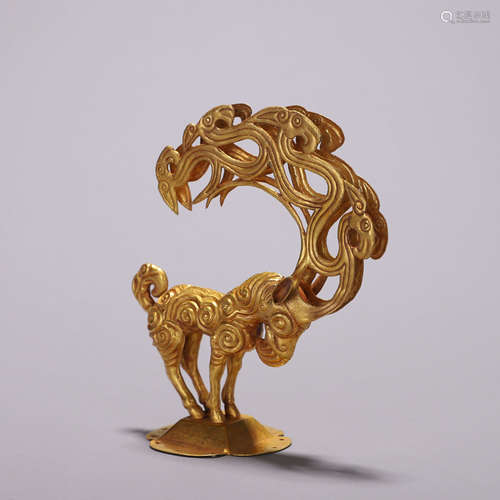 A golden deer ornament