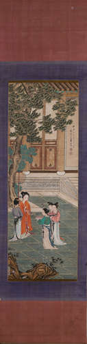 A Chinese figure silk scroll painting, Fei Danxu mark