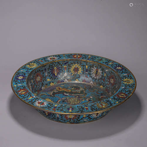 A lion patterned cloisonne basin