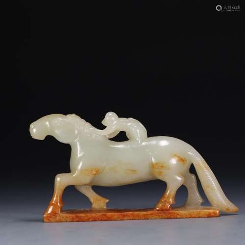 A Hetian jade horse ornament