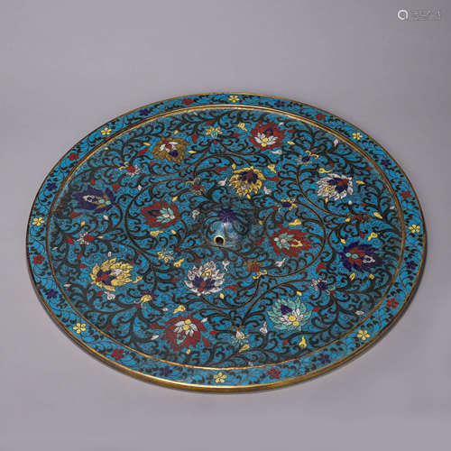 A flower patterned cloisonne mirror