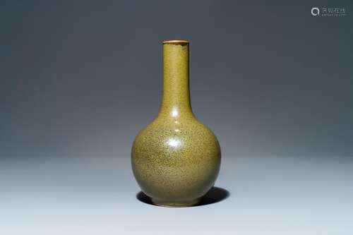 A CHINESE MONOCHROME TEADUST-GLAZED BOTTLE VASE, 19TH C.