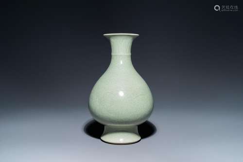 A CHINESE MONOCHROME CELADON-GLAZED 'YUHUCHUNPING'...