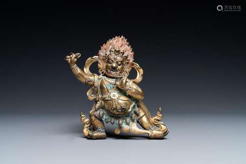 A CHINESE GILT BRONZE 'MAHAKALA' FIGURE, 18TH C.