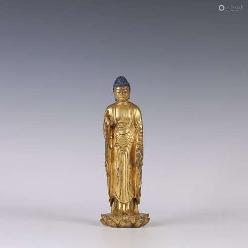 Gilt Bronze Standing Shyakamuni