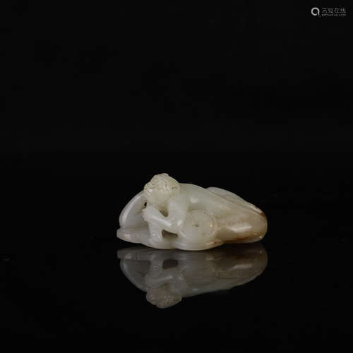 White and Russet Jade Monkey Boulder